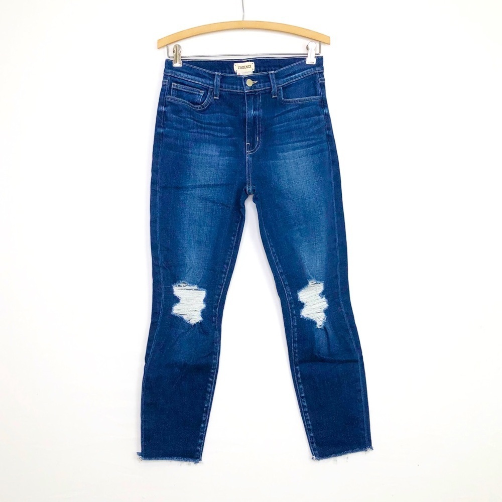 L’Agence Skinny high rise, distressed jeans